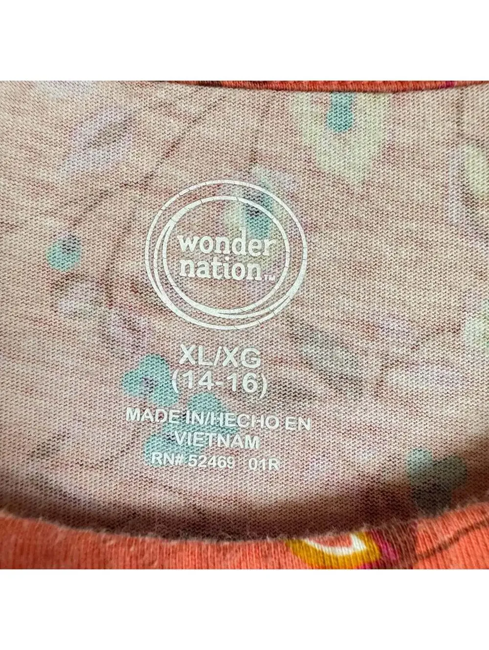 Wonder Nation Coral Short Sleeve Knee-Length Dress Girl's Size XL